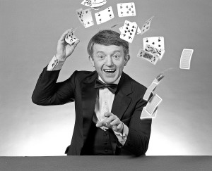 Paul Daniels. Magician throwing cards