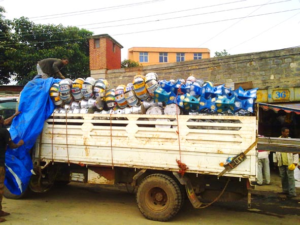 lorry loaded with recycling materieals, Addis Ababa